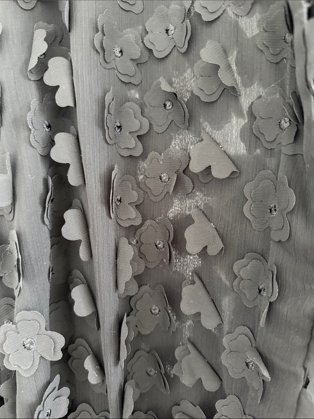 ZARA Black 3D Floral Appliqué Sheer Blouse - Picture 2 of 5